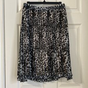 NWOT blue & black leopard print pleated elastic waist skirt